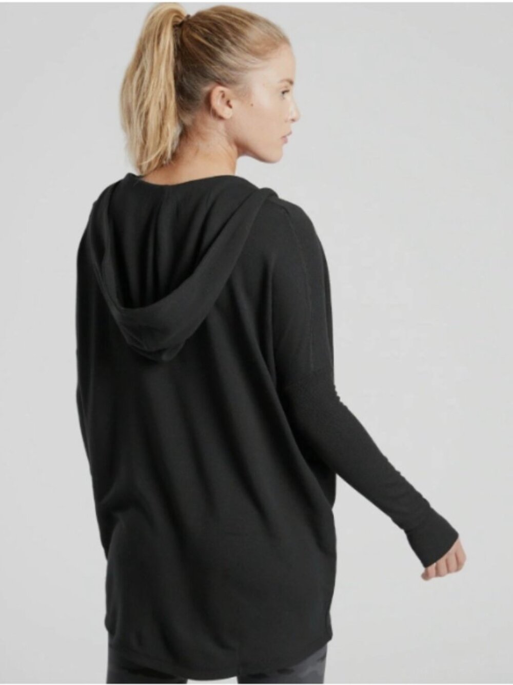 ATHLETA Purana Wrap Womens XS/S Charcoal Gray Oversized Sweatshirt Hoodie Flowy - Picture 2 of 12
